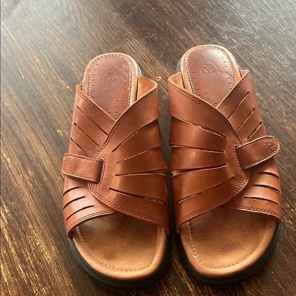 Ariat Brown Leather Slide Sandals - Picture 1 of 5
